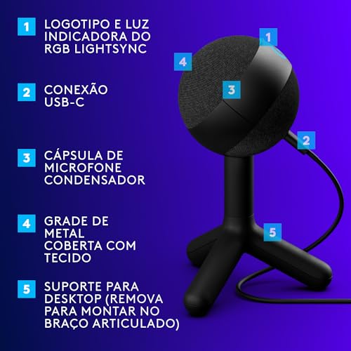 Microfone Condensador Gamer Logitech G Yeti Orb